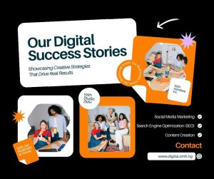 Modern Portfolio Showcase Facebook Post (Orange & Black Canva Template for Creatives)